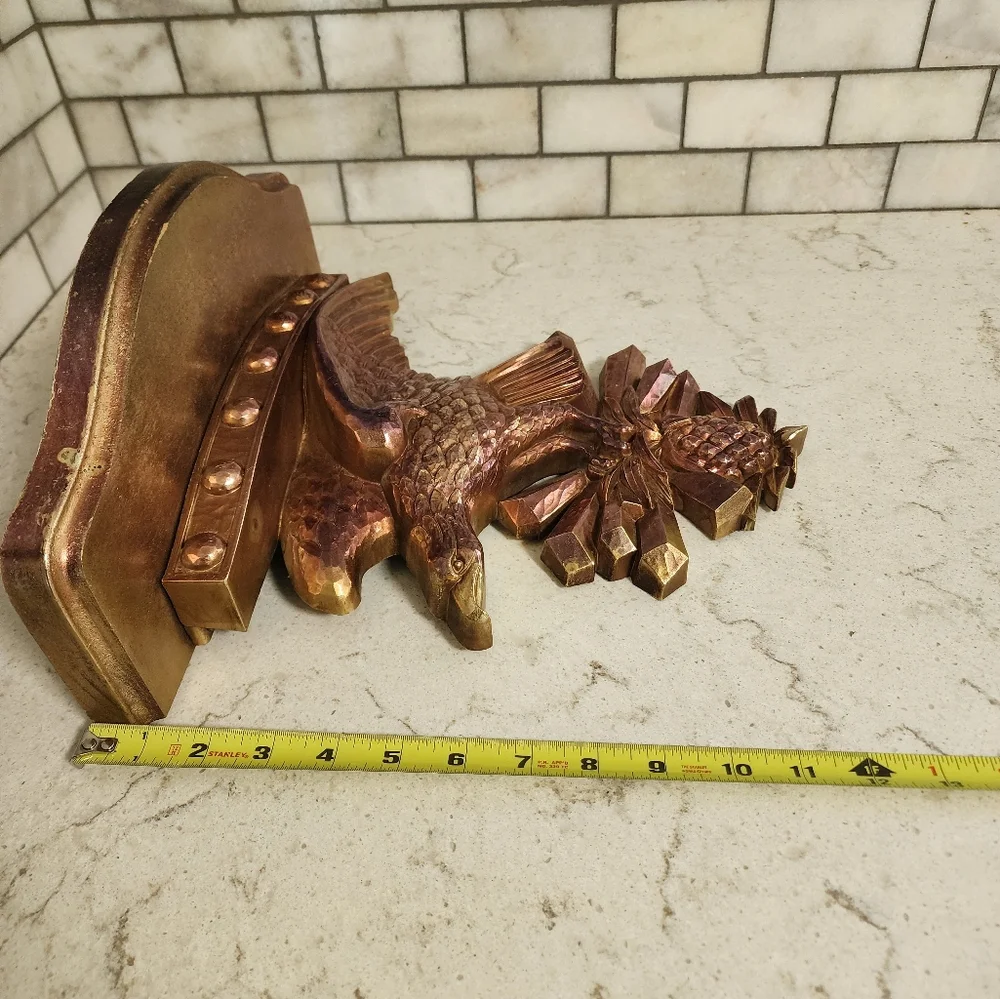 Vintage gold Americana eagle wall shelf dart inc.